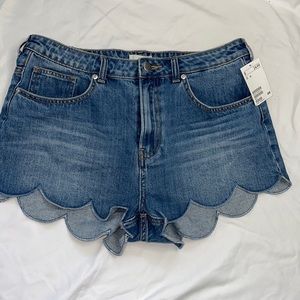 H & M Denim Scallop Shorts